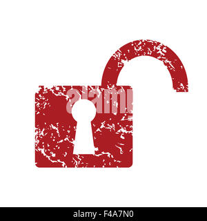 Roten Grunge entsperren logo Stockfoto