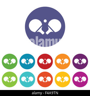 Tischtennis-Schläger-Icon-set Stockfoto