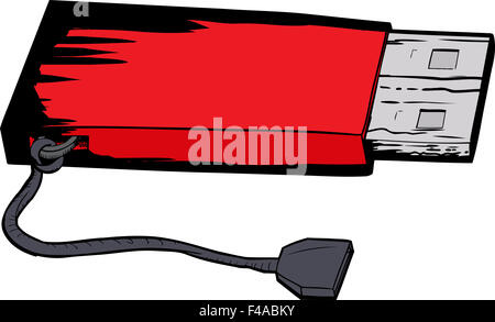 Isolierte Darstellung der einzelnen USB-Stick mit string Stockfoto