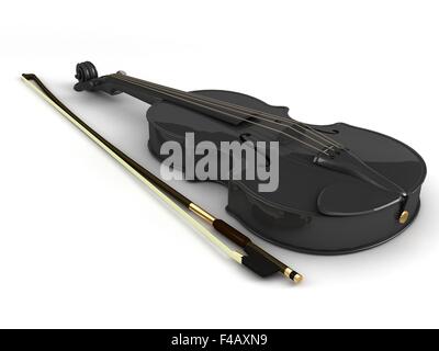 schwarze Violine auf weißem Hintergrund Stockfoto