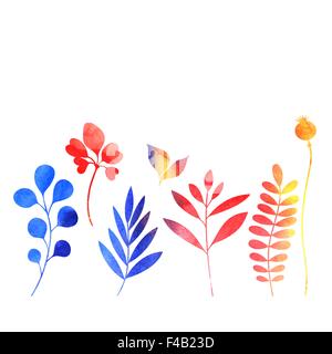 Satz von Aquarell Pflanzen Stock Vektor