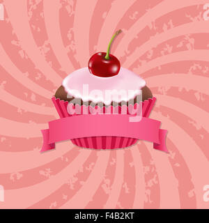 Kuchen mit Creme Cherry Sunburst Stockfoto