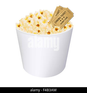 Popcorn im weißen Karton Stockfoto