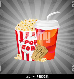 Graue Grunge Hintergrund mit Popcorn Stockfoto