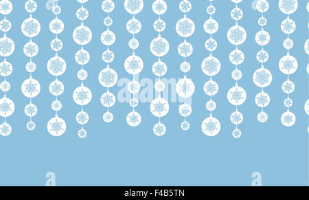 Blaue und Weiße Schneeflocken Streifen Horizontal Musterdesign Hintergrund Stockfoto