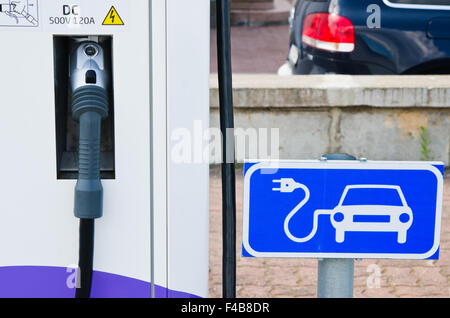 Ladestation für Elektroautos, Nahaufnahme Stockfoto