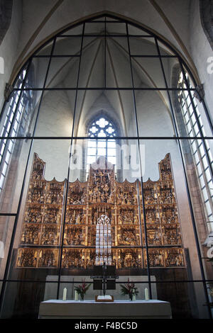 Geschnitzte Altar Petri-Kirche, Dortmund, Deutschland. Stockfoto