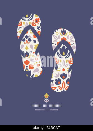 Ornamentale Folkore Tulpen flip Flops Muster Hintergrund Stockfoto