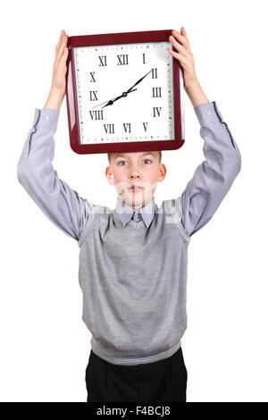 Junge mit großen Uhr Stockfoto