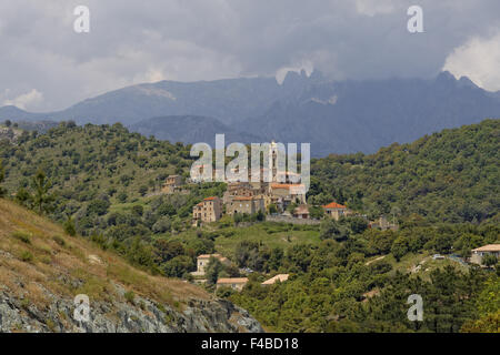 Hügel Dorf Soveria, in der Nähe von Corte, Corsica Stockfoto