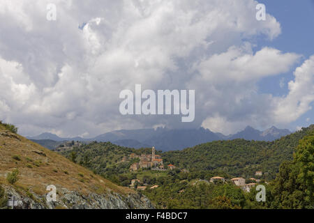 Hügel Dorf Soveria, in der Nähe von Corte, Corsica Stockfoto