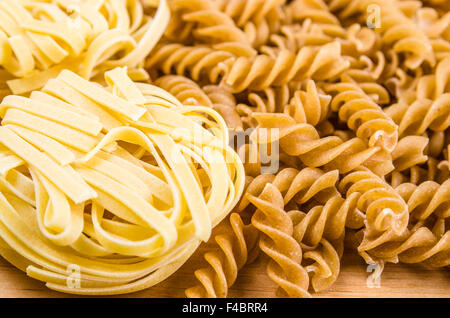 Reihe von verschiedenen Nudeln, Nahaufnahme Stockfoto