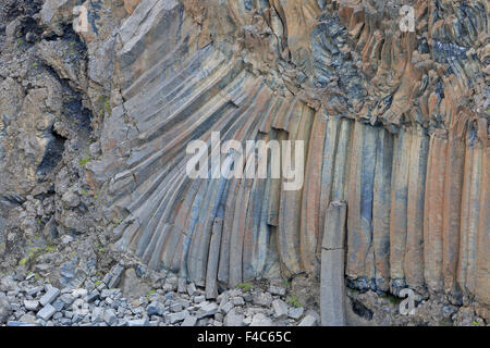 Basaltsäulen in der Nähe von Aldeyjarfoss Wasserfall Island Stockfoto