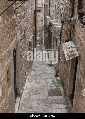 Dubrovnik Kroatien, ist die Altstadt "Stari Grad" voll von Straßen, Gassen und Treppen zum malerischen Unesco Weltkulturerbe Stockfoto
