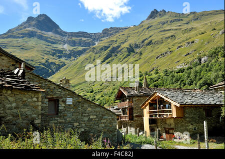 Dorf Bonneval-Sur-Arc, Französische Alpen, Frankreich, Route des Grandes Alpes Stockfoto