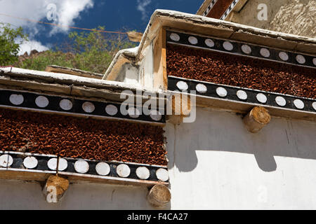 Indien, Jammu & Kashmir, Ladakh, Hemis Gompa Kloster gebaut traditionell Dach-detail Stockfoto