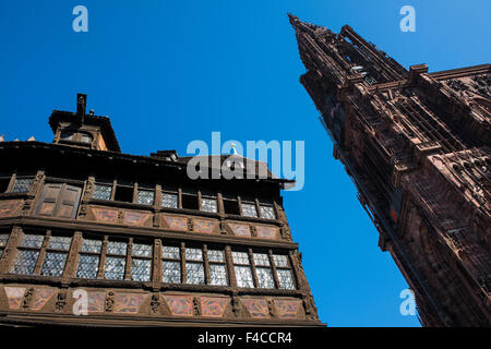 Maison Kammerzell und Straßburg Kathedrale, Elsass, Frankreich Stockfoto