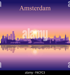 Amsterdam Stadt Skyline Silhouette Hintergrund Stockfoto