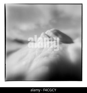 Antarktis, verschwommene schwarz-weiß Bild des Eisbergs angespült am Ufer von Deception Island (großformatige Größen erhältlich). Stockfoto