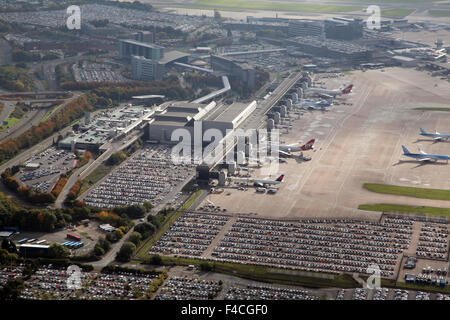 Luftaufnahme des internationalen Flughafen Manchester, UK Stockfoto