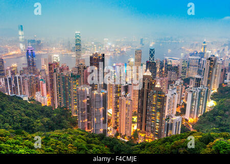 Hong Kong Skyline. Blick vom Victoria Peak. Stockfoto