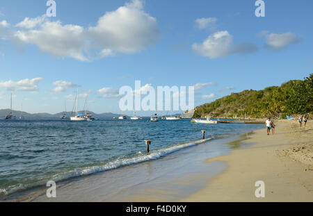 Karibik, Britische Jungferninseln, Cooper Island. Der Sandstrand an der Manchioneel Bucht (großformatige Größen erhältlich). Stockfoto