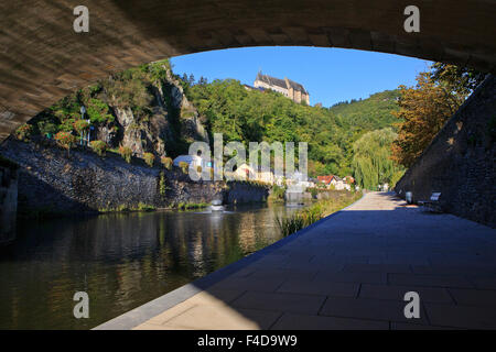 Schloss Vianden (11.-14. Jahrhundert) in Vianden, Luxemburg Stockfoto