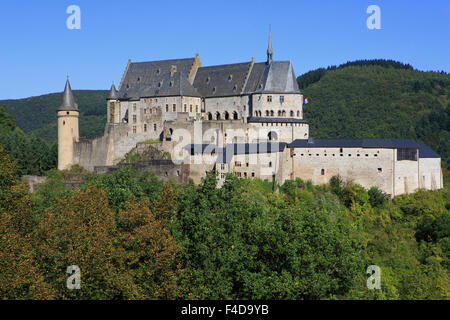 Schloss Vianden (11.-14. Jahrhundert) in Vianden, Luxemburg Stockfoto