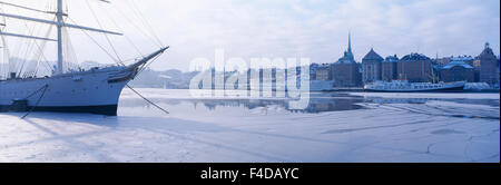 Blick über Stockholm im Winter. Stockfoto