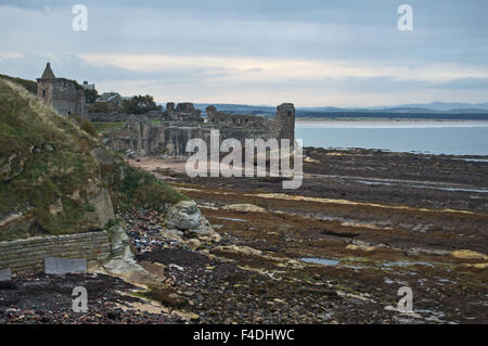 Burg von St Andrews und West Sands, Schottland Stockfoto