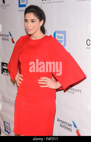 Chicago, USA. 16. Oktober 2015. Sarah Silverman besucht einen roten Teppich während der 2015 Chicago International Film Festival bei AMC River East 21 am 16. Oktober 2015. Bildnachweis: Daniel Boczarski/Alamy Live-Nachrichten Stockfoto