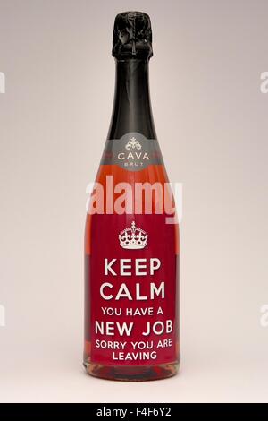 Neue Job-Bezeichnung auf eine Flasche Cava Brut Stockfoto