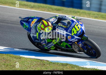 Phillip Island Grand Prix Circuit, Australien. Freitag, 16. Oktober 2015. Phillip Island Grand Prix Circuit, Australien. Die Qualifikation. Valentino Rossi, Movistar Yamaha MotoGPTeam. 7. Platz. Bildnachweis: Russell Hunter/Alamy Live-Nachrichten Stockfoto