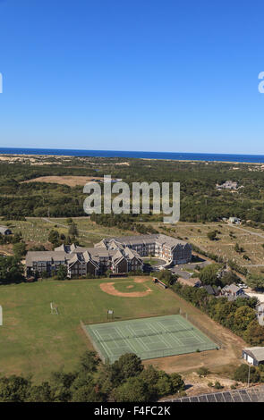 Provincetown, Massachusetts, Cape Cod Blick auf die Stadt und Strand und Meer Blick von oben. Stockfoto