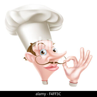 Ein hochnäsig aussehende Cartoon Chef drehte seinen Schnurrbart Stockfoto