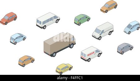 Vektor isometrische Fahrzeugauswahl Stock Vektor