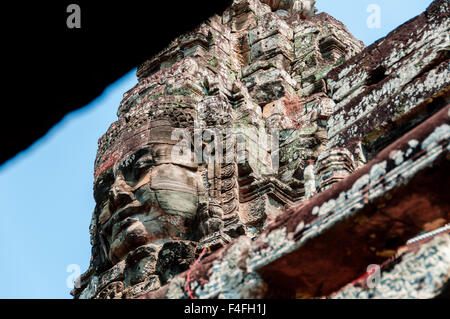 Eingepresste Kopf in Stein Bayon Tempel Angkor Stockfoto