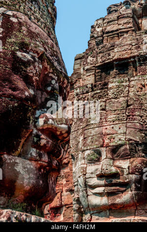 Eingepresste Kopf in Stein Bayon Tempel Angkor Stockfoto