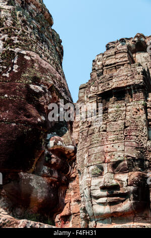 Eingepresste Kopf in Stein Bayon Tempel Angkor Stockfoto