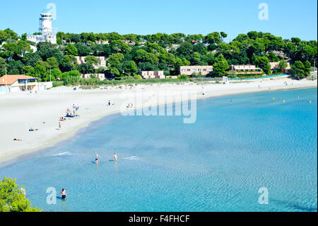 Plage du Verdon ist eine ziemlich große Sandstrand in Martigues, Frankreich Stockfoto