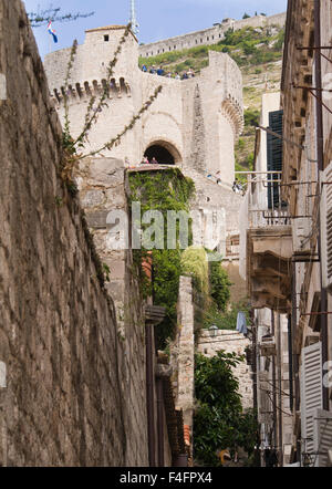 Dubrovnik Kroatien, ist die Altstadt "Stari Grad" voll von Straßen, Gassen und Treppen zum malerischen Unesco Weltkulturerbe Stockfoto