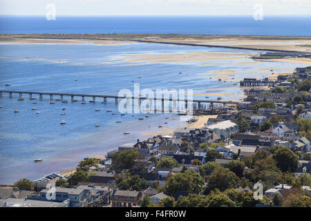 Provincetown, Massachusetts, Cape Cod Blick auf die Stadt und Strand und Meer Blick von oben. Stockfoto