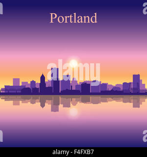 Portland Stadt Skyline Silhouette Hintergrund Stockfoto