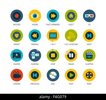 Runde Symbole dünne flache Bauweise, moderne Linie Konturenstil Stock Vektor