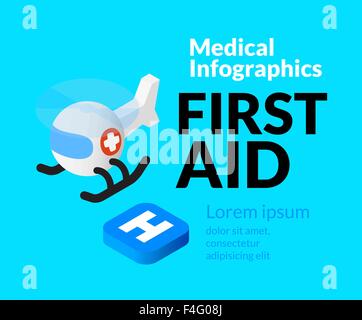 Medizinische Gesundheitswesen Infografik set mit isometrischen flache Symbole, erste-Hilfe-Konzept Stock Vektor