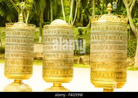 buddhistische Gebetsmühlen in Hainan, China Stockfoto