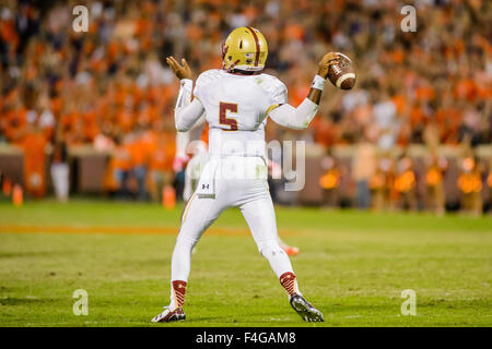 Boston College Eagles-quarterback Jeff Smith (5) während der NCAA Football-Spiel zwischen Boston College und Clemson im Death Valley in Clemson, SC. David Bräutigam/CSM Stockfoto