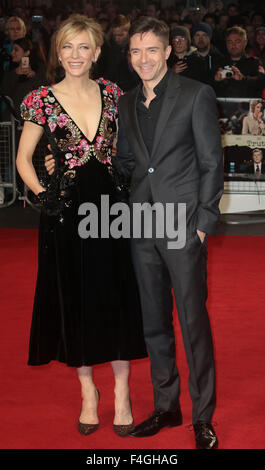 London, UK. 17. Oktober 2015. Cate Blanchett und Topher Grace, die Teilnahme an der "Wahrheit" Screening am BFI London Film Festival im Odeon Leicester Square in London, Vereinigtes Königreich. Bildnachweis: Stills Presse/Alamy Live-Nachrichten Stockfoto