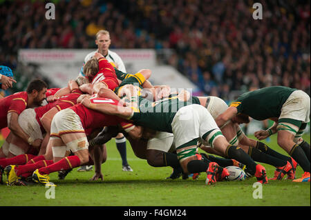 Twickenham Stadium, London, UK. 17. Oktober 2015. Südafrika besiegt Wales im ersten Quartal Endspiel 23-19. Stockfoto