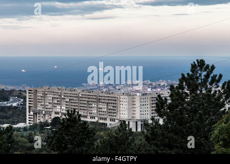 Sonnenaufgang am Krankenhaus von Triest, Italien Stockfoto